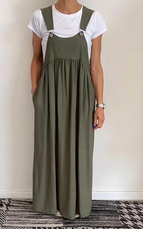 Relaxed Fit Cotton and Linen Suspender Dress (Buy 2 Free Shipping)