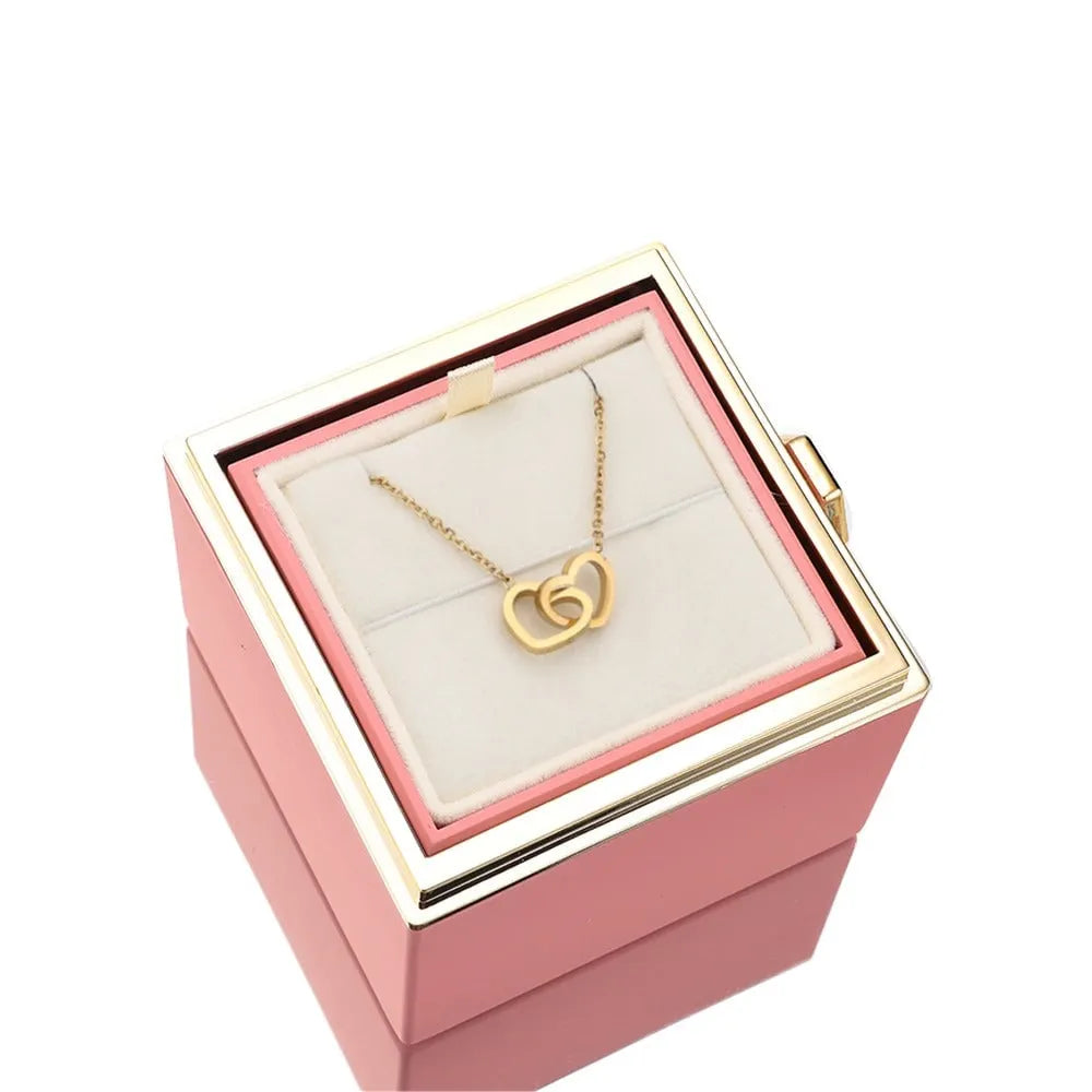 Eternal Rose Box - W/ Engraved Necklace & Simulated Rose.