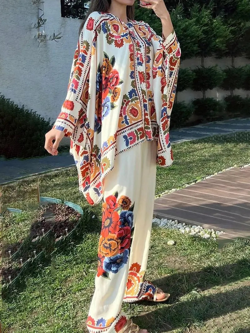 Women's Printed Set Two Piece Suit Set