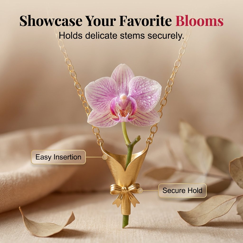 🔥HOT SALE🔥💐Wearable Vase Necklace, Mini Bouquet Pendant with Bow🎀, Real Flower Container Necklace, Romantic Commemorative Jewelry Gift, A Gift for Her🌷