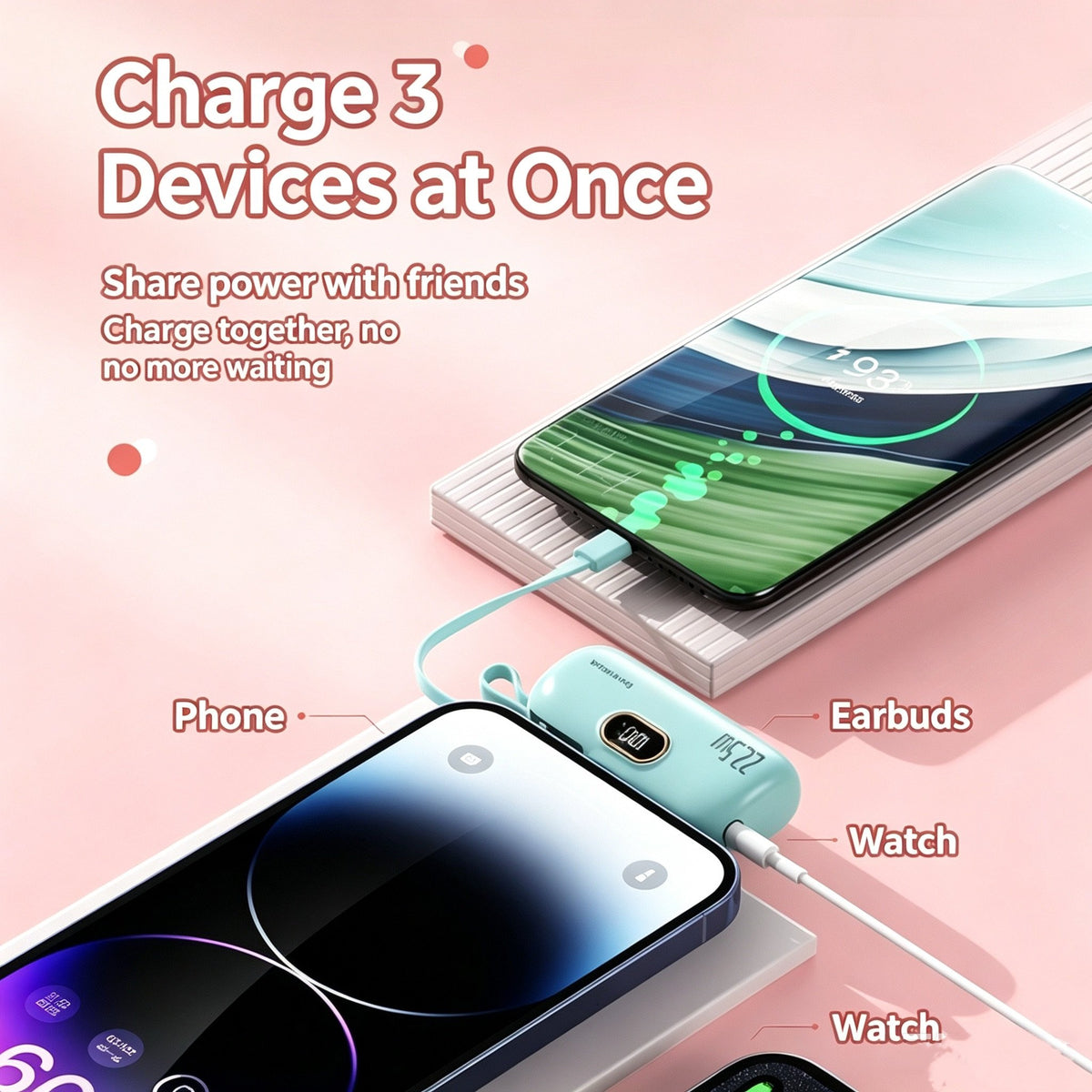 🎉Mini Portable Power Bank External Battery Plug Play Power Bank Type C Fast Charger For iPhone Samsung