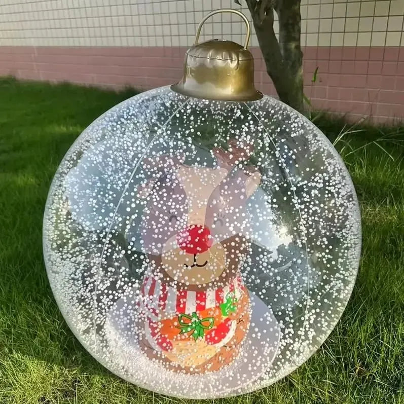 🎉🎄24-inch Light-Up Christmas Ball, Outdoor Decoration with LED Lights