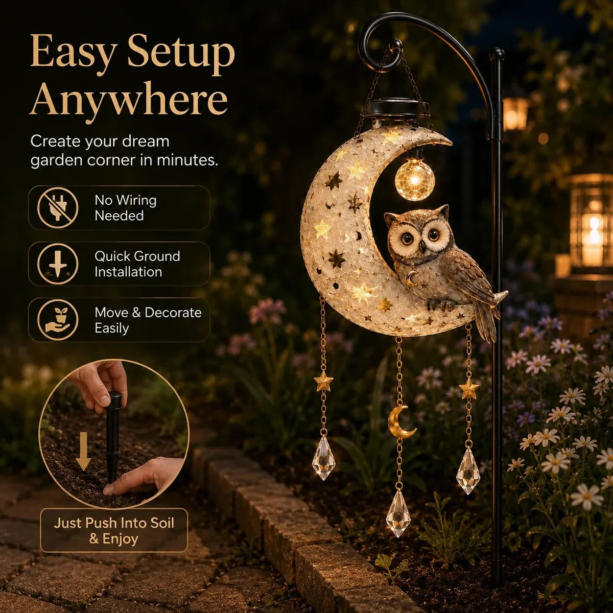 🎉 Solar Owl Moon Garden Light(21.3in*7.9in*13.0in)