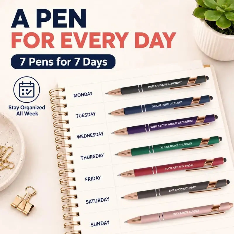 💝 Funny Mood Pen Set (7 PCS) – Sarcastic Quote Gel Pens for Office & Coworkers