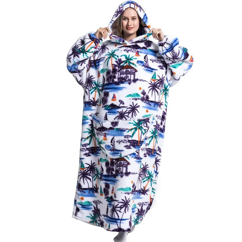 Cute Cartoon Print Hoodie Blanket