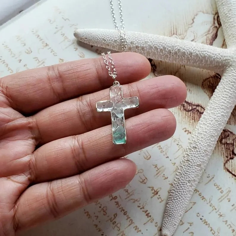 Sea Glass Cross Necklace