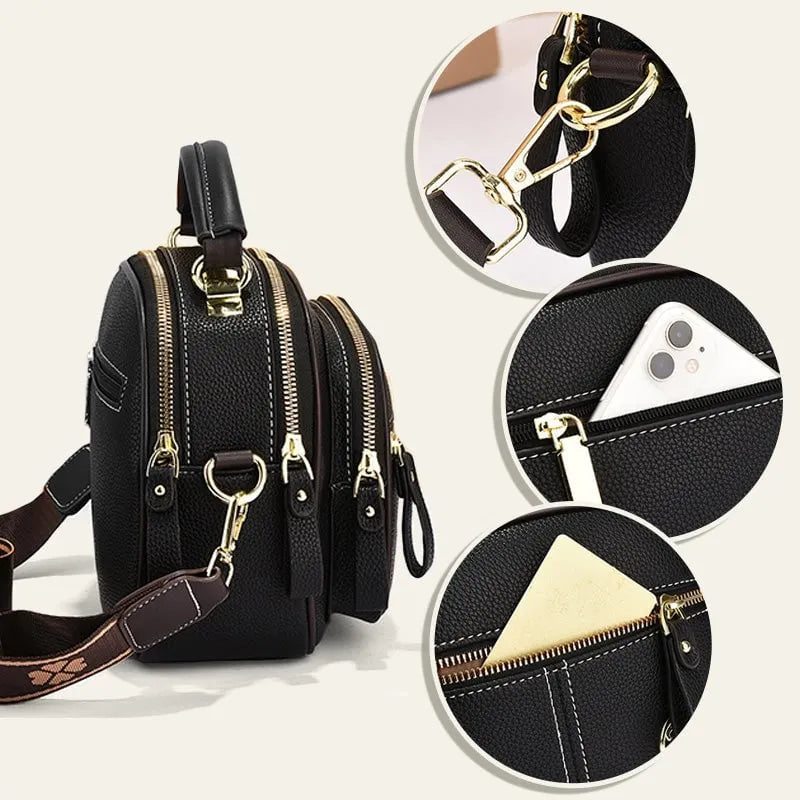 Multifunctional Compartments Adjustable Leather Crossbody Bag