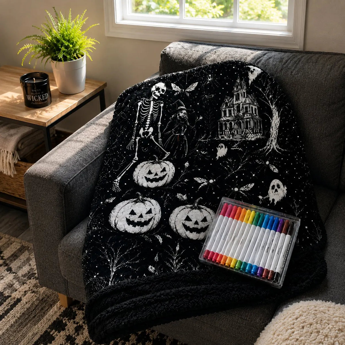 🎉🎃👻Trick Or Trace Halloween Coloring Blanket🎨(📦Buy 2 Free Shipping)