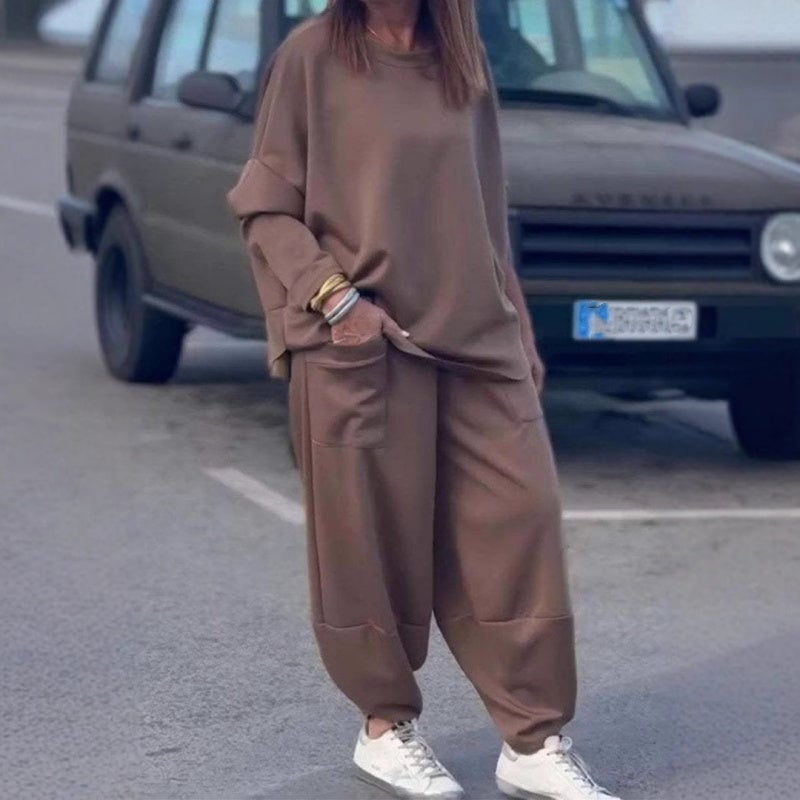 ✨Relaxed and Stylish✨ Casual Solid Color Top & Pants 2-Piece Set