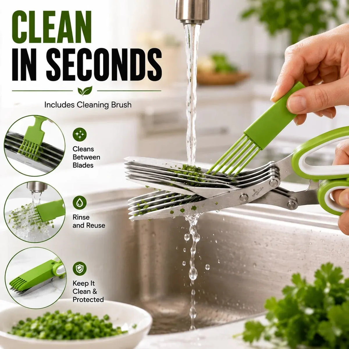 🎉 ✂️🌿5-Blade Stainless Steel Herb Scissors