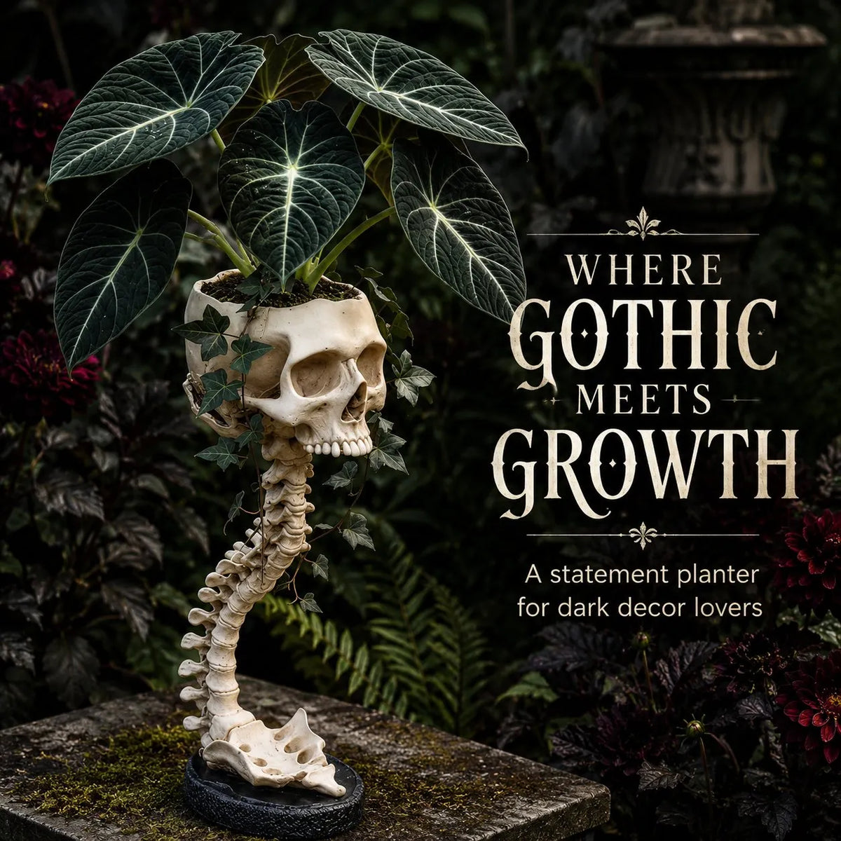 💥 LAST DAY 49% OFF - 💀🌿 Sculptured Skull Flowerpot (📦Buy 2 Free Shipping)