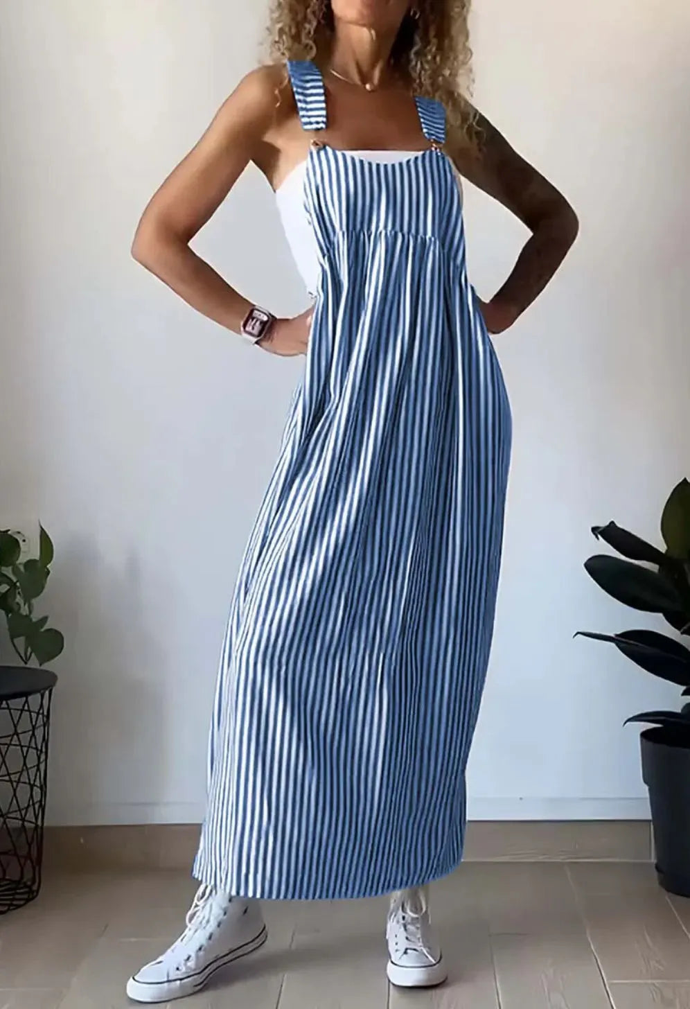 Casual striped suspender dress(buy 2 free shipping)