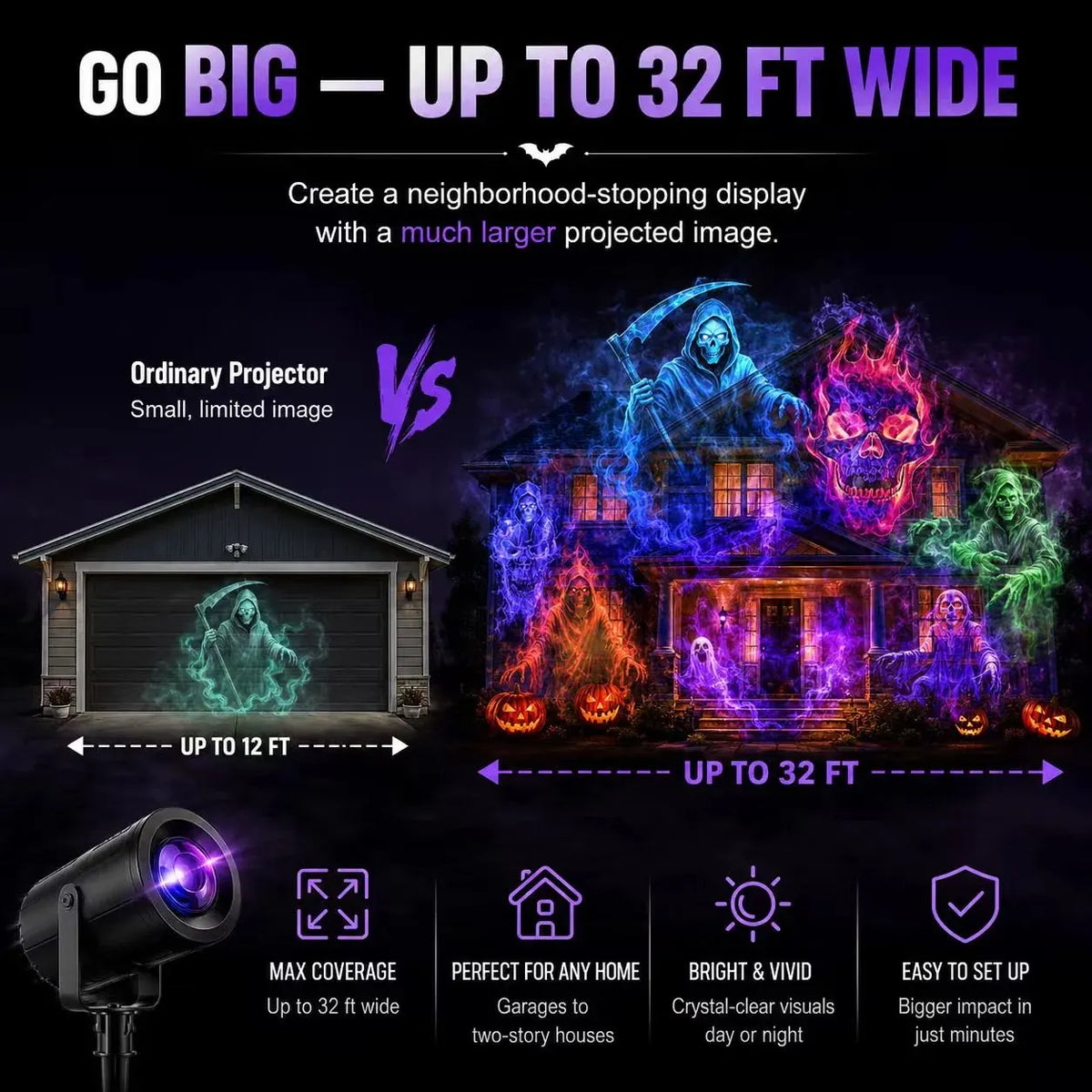 🔥HOT SALE🔥🎃32FT HD Halloween Projector | That Disappoint Your Halloween Party | 10 Unique HD Projection Patterns