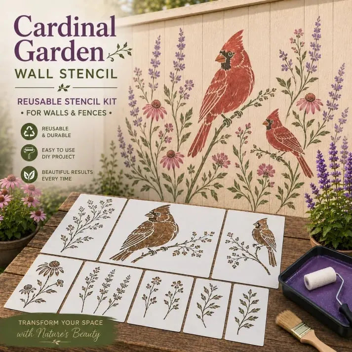 🎉🌿 Garden Wall Stencil, Reusable DIY Kit for Walls, Fences & Patios