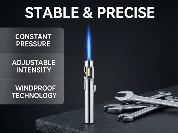 🎉Portable Torch Lighter-🔥 1300°C of Pure Power – Windproof, Refillable & Ready for Anything! 💨🍳🏕️