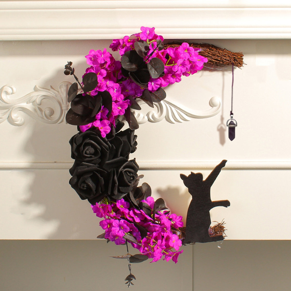WITCHY CELESTIAL DOOR/ART HALLOWEEN LUNAR DECOR KITTY LOVERS GIFT- 🔥 BUY 2 FREE SHIPPING!