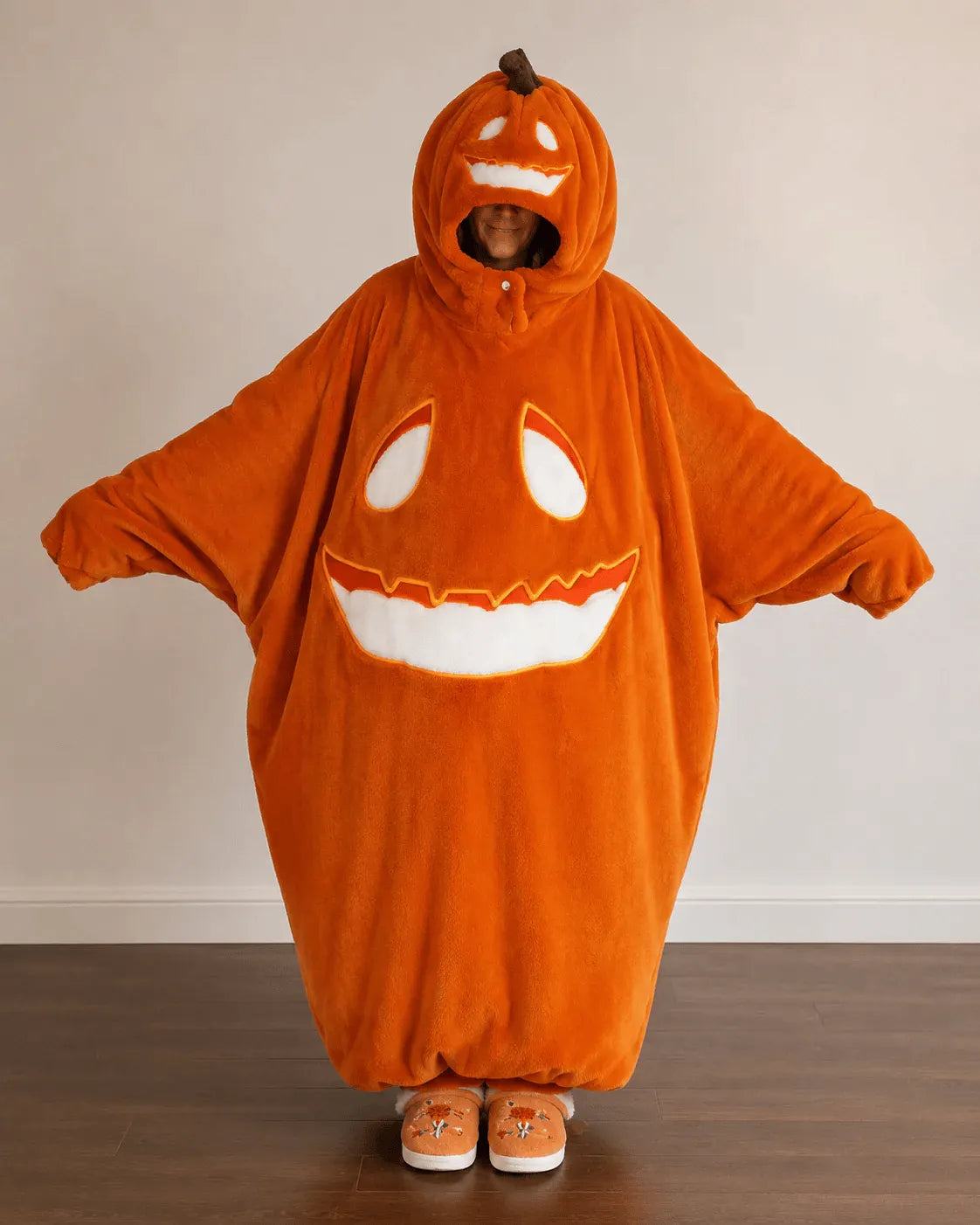 Halloween Pumpkin Onesie | Plush Flannel Jack-o'-Lantern Costume Loungewear 🎃