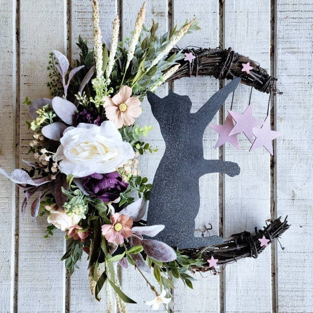 WITCHY CELESTIAL DOOR/ART HALLOWEEN LUNAR DECOR KITTY LOVERS GIFT- 🔥 BUY 2 FREE SHIPPING!