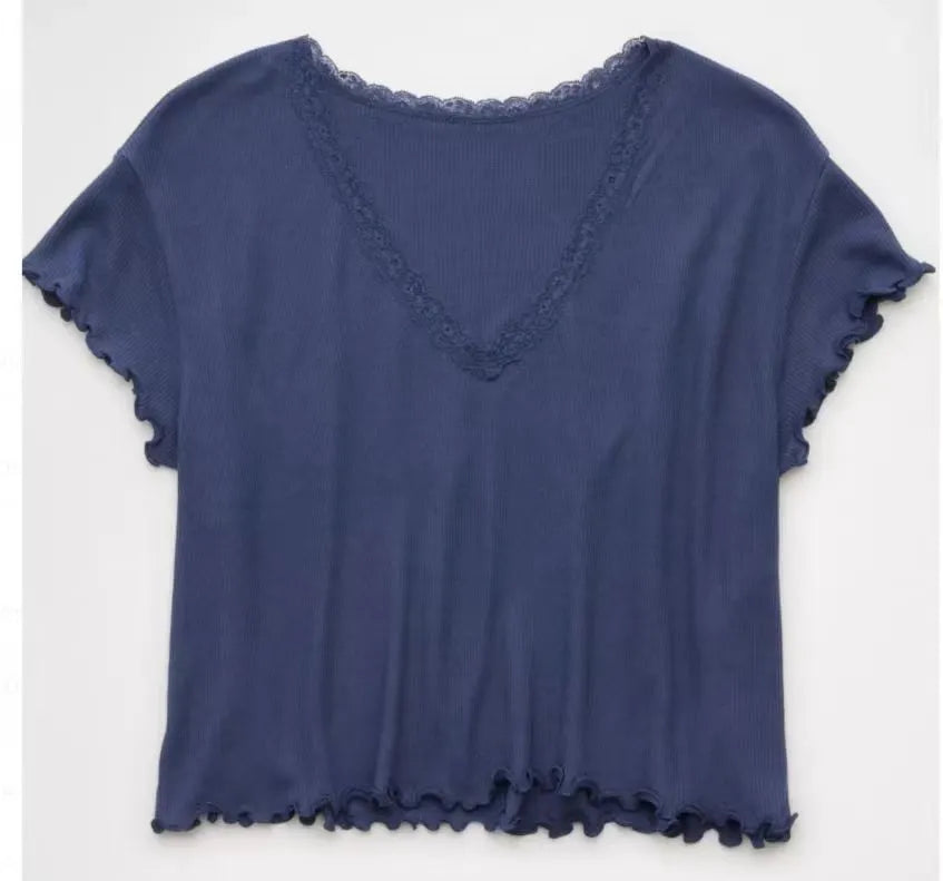 Cropped Waffle Shirt