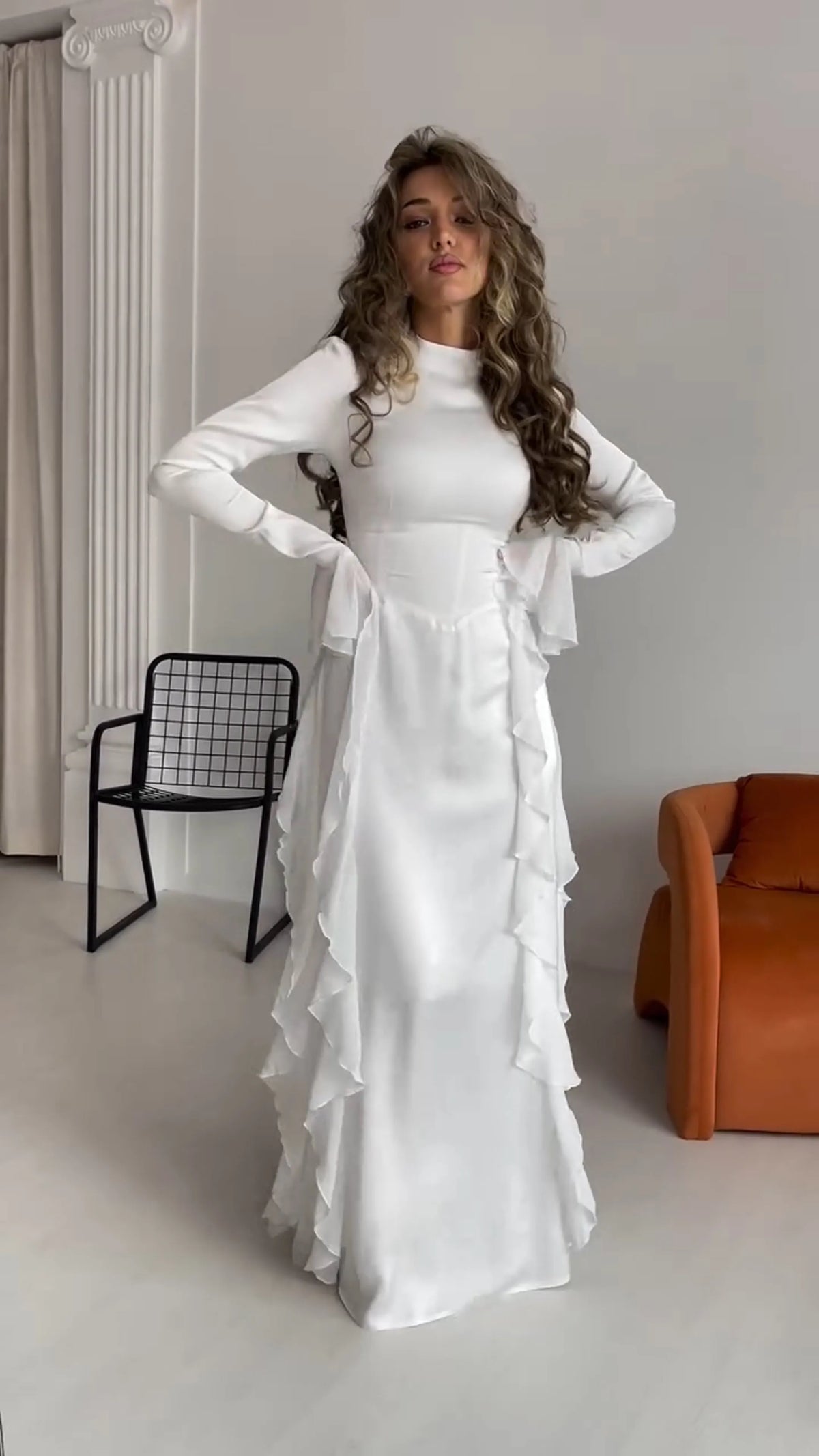 Elegant High-Waisted Patchwork Dress