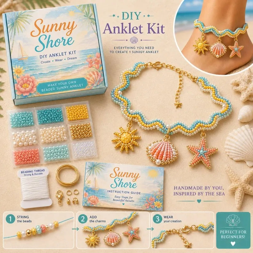 🔥 LAST DAY 49% OFF – 🌊✨ Ocean Guardian DIY Beaded Anklet Kit | Luxury Ocean Theme Anklet with Color-Matched Beads & Sea Charms DIY Coastal Jewelry 🐚✨
