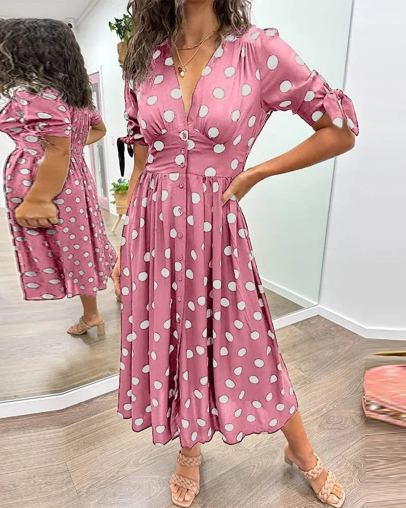 💃Deep V-neck polka-dot dress - buy 2 free shipping