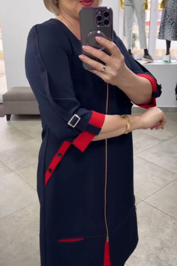 Fashionable high-end women's dress with side zipper