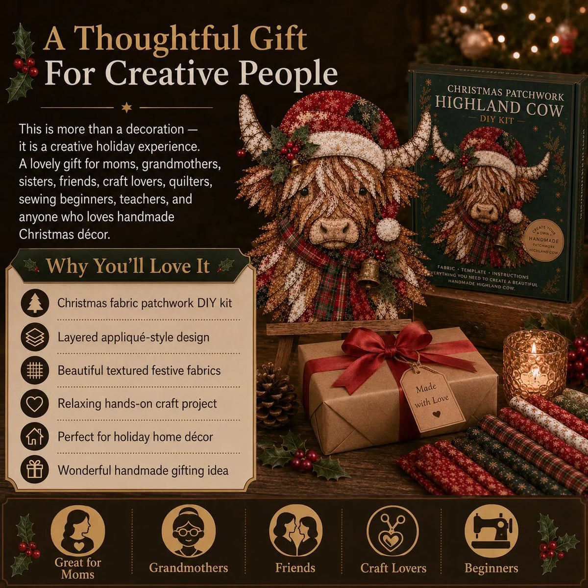 🔥LAST DAY 50% OFF - 🎅Christmas Patchwork Fabric DIY Decor Kit