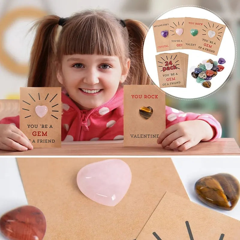 🔥Last Day: Buy 2 Get 1 Free - 💖24 Pack Valentines Cards with Heart-Shape Crystals