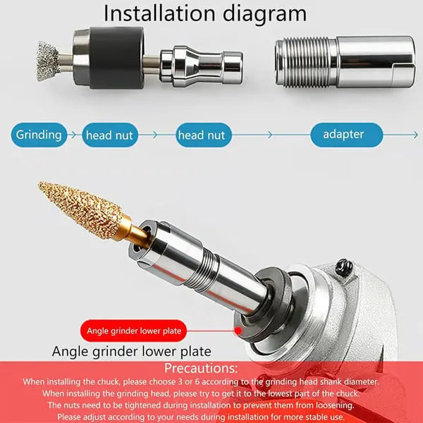 🎉Angle Grinder Conversion Kit 🔧 3mm/6mm Dual Collet – 100-type angle grinder Adapter for Carving & Polishing
