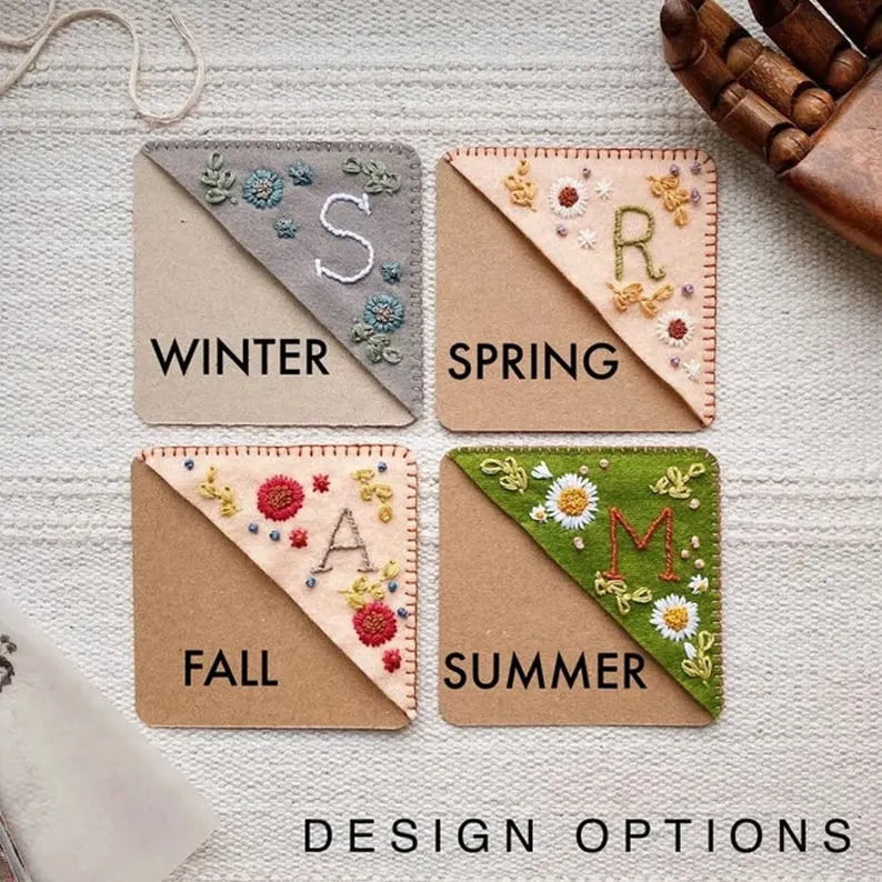 THE 2ND ONE 50% OFF-Personalized hand embroidered corner bookmark