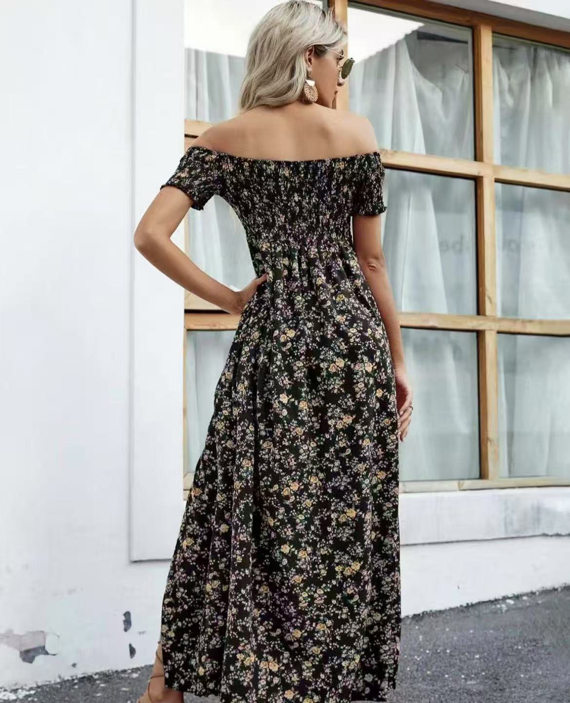 Women's Elegant Floral Off-Shoulder Dress