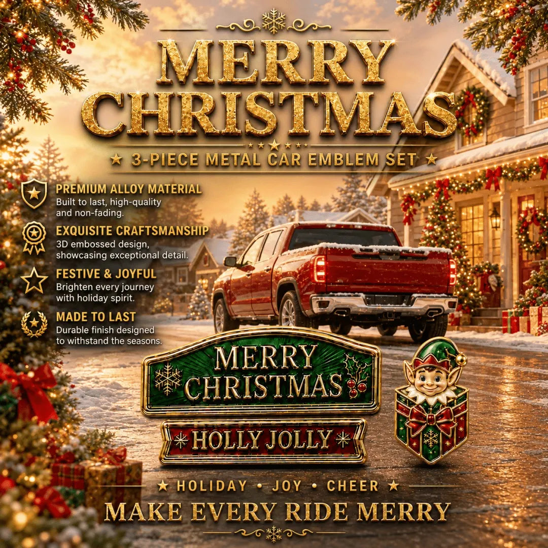 🔥HOT SALE🔥 3-Piece Christmas Car Emblem Metal Badge Set – Multiple Festive Character Styles Available