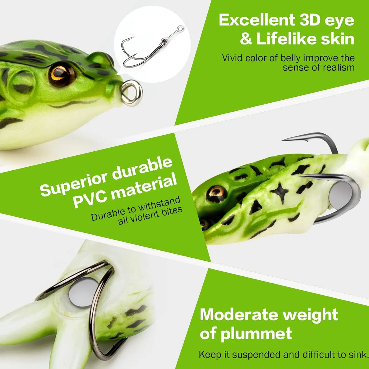 🎉🔥HOT SALE🔥🐸Frog Lure Bass Trout Realistic Prop with Weedless Hooks for Freshwater Saltwater