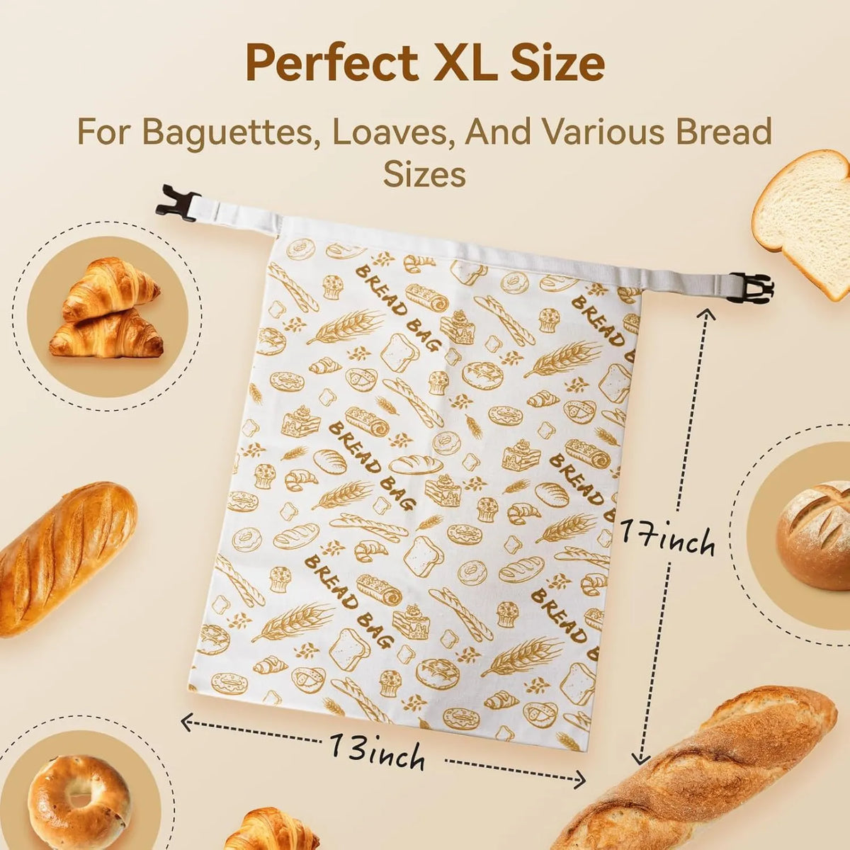 🏆#1 Bestselling - 🍞Reusable Organic Beeswax Natural Cotton Sourdough Bag, Homesteading Essentials Sourdough Bags with Sealing Zip to Keep Fresh