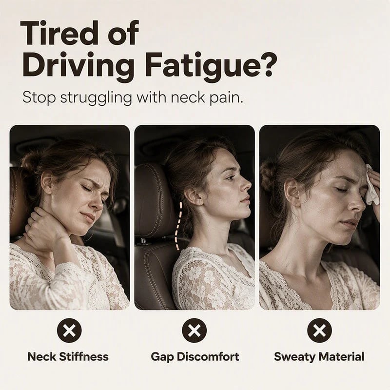 🎉💤 Relieve Driving Fatigue! Universal Memory Foam Car Headrest Neck Pillow, Ergonomic Support Auto Neck Cushion for Long Road Trips