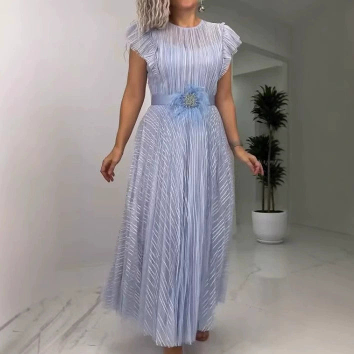 Gauze Spun Pleated Slim Fit Dress