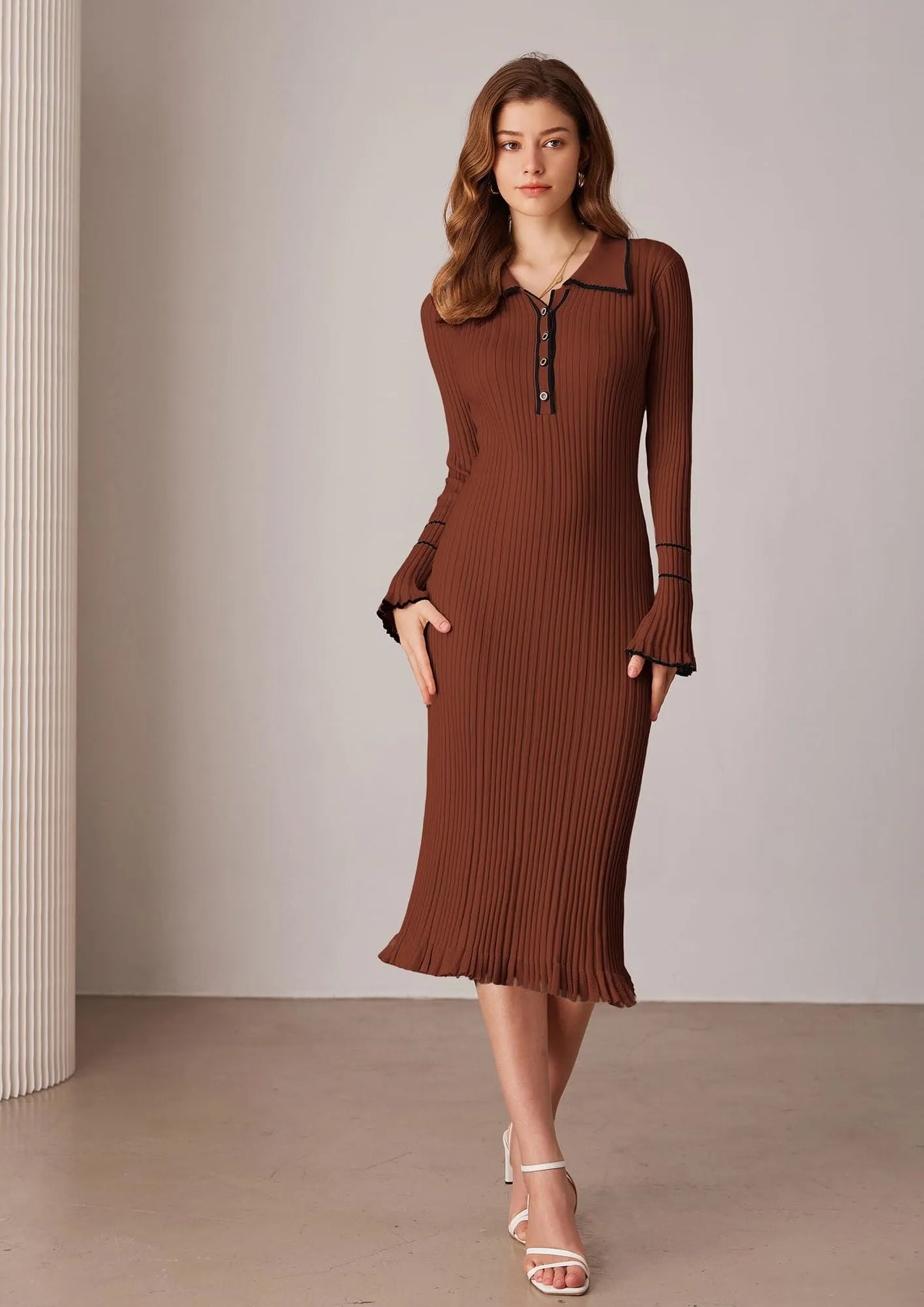 Women's Slim Fit Casual Long Sleeve Sweater Dress