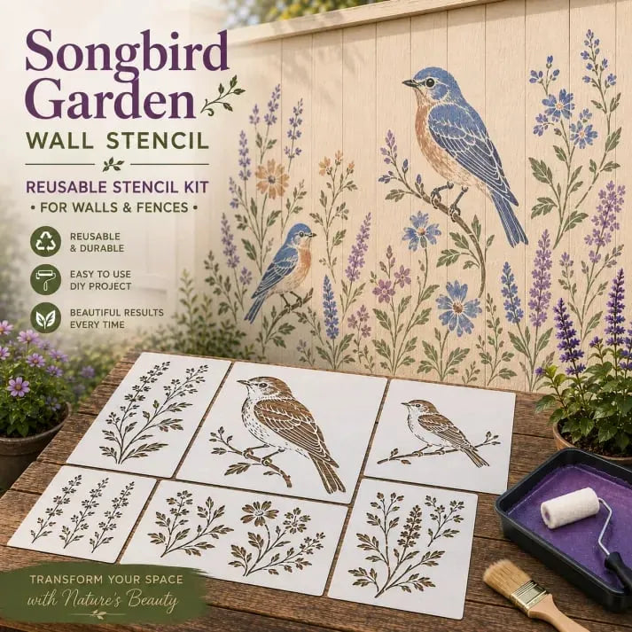 🎉🌿 Garden Wall Stencil, Reusable DIY Kit for Walls, Fences & Patios