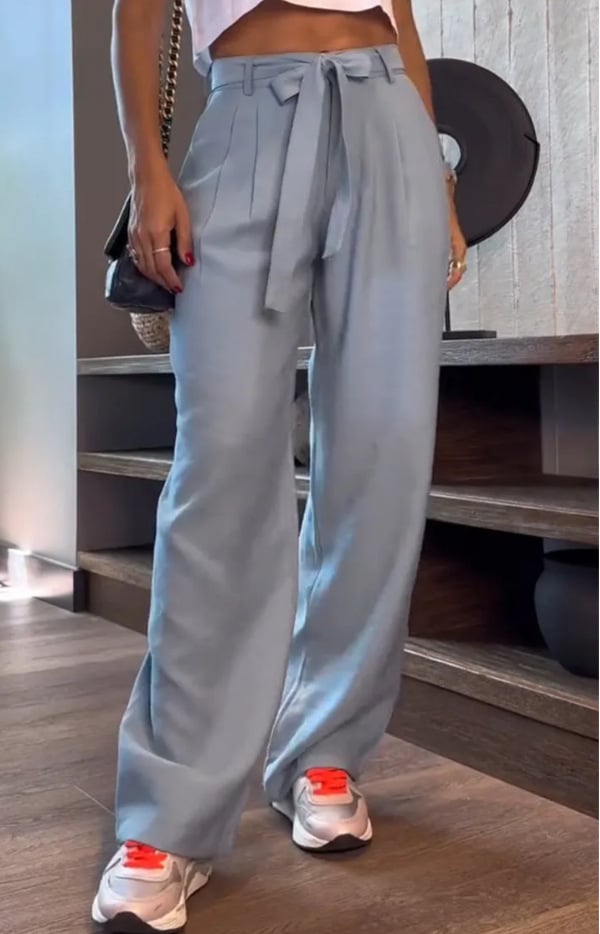 WOMEN'S WAIST BOW TIE CASUAL PANTS