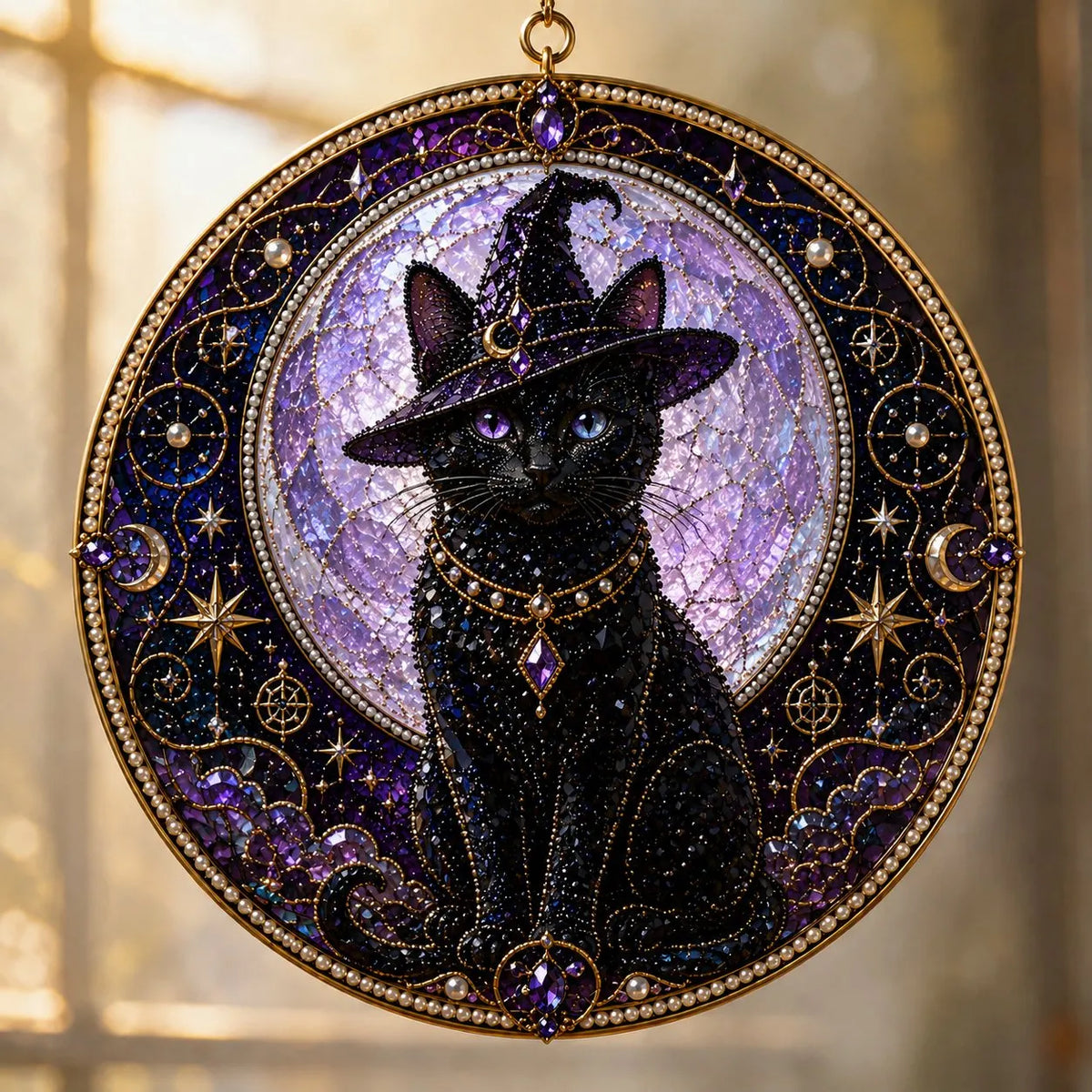 🔥Last Day 50% OFF - 🌙 DIY Celestial Black Cat Window Hanging Kit | 3D Pearl Bead Suncatcher 🔮✨(📦Buy 2 Free Shipping)