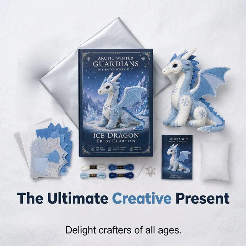🎉DIY Ice Dragon Felt Patchwork Kit Arctic Winter Guardian Sewing Set