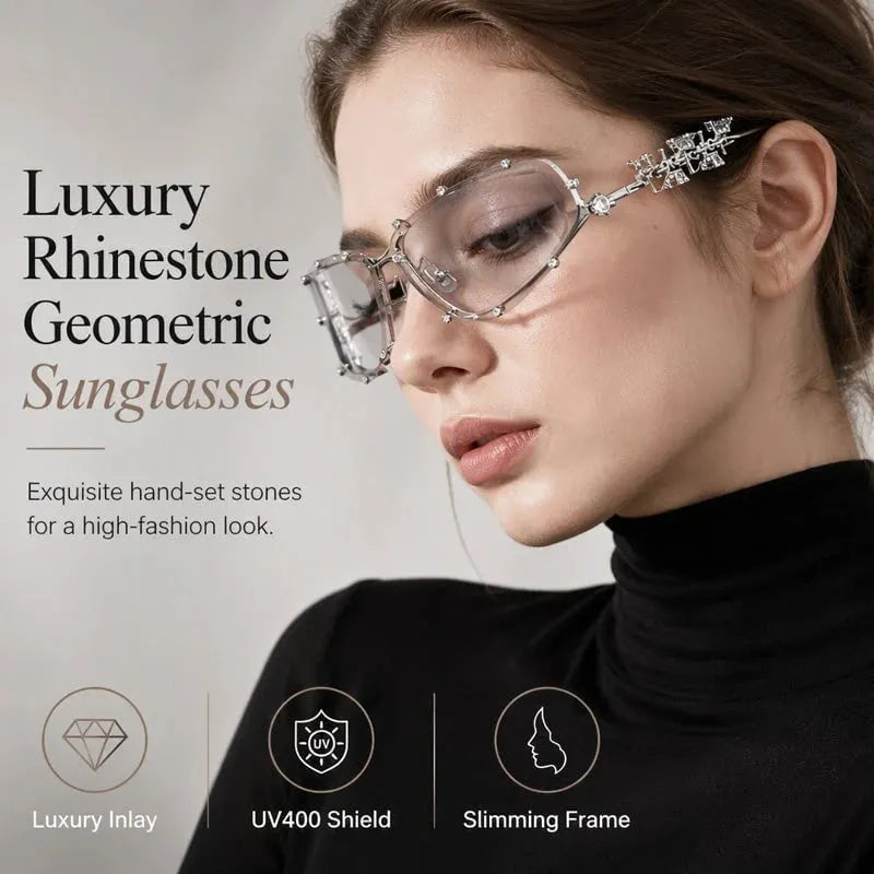 🔥 HOT SALE 🔥📢📢40% OFF !! ⏰Chic Sunglasses with Rhinestone Accents for Women