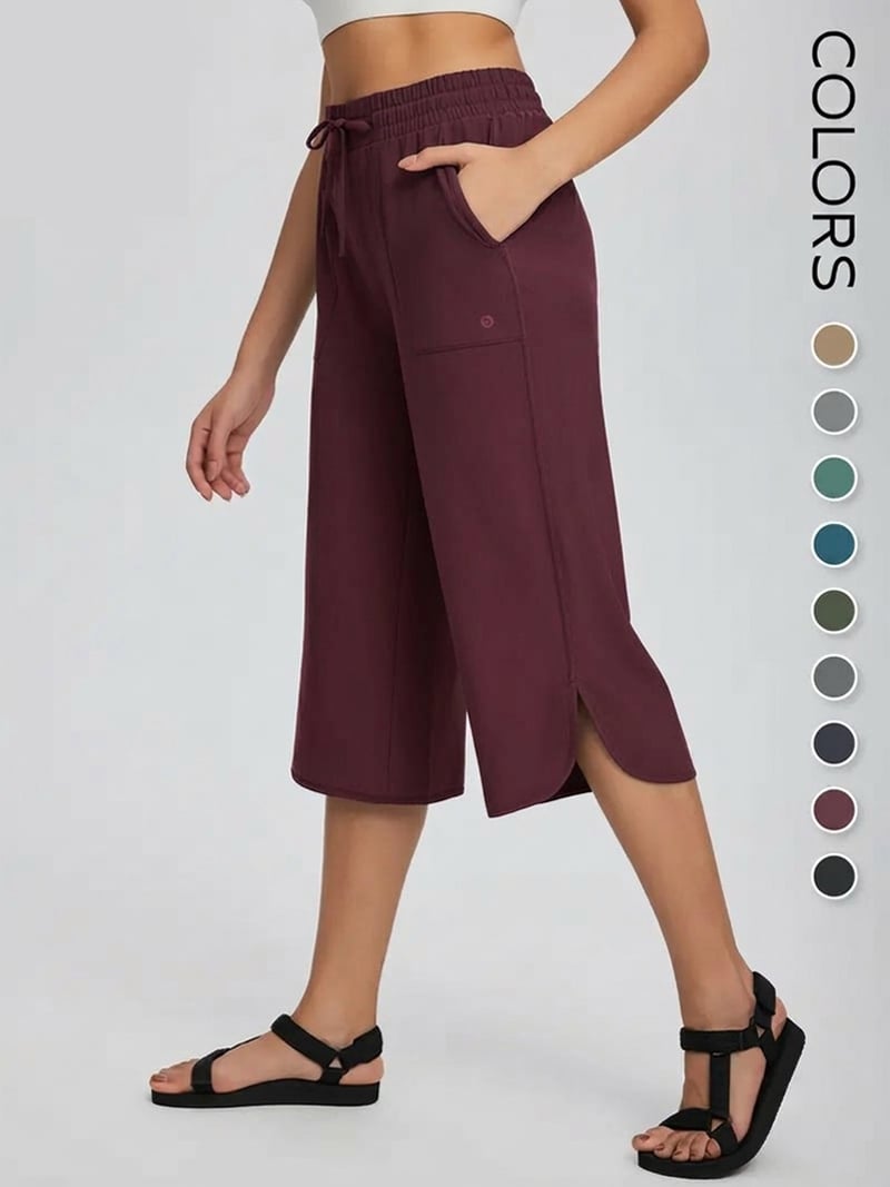 👖2026 Women's Wide Leg Yoga Capris – High Waisted with Pockets, Quick Dry, Lightweight, UPF 50+ Sun Protection – Loose Comfy for Hiking, Gym, Travel & Outdoor Workout ☀️