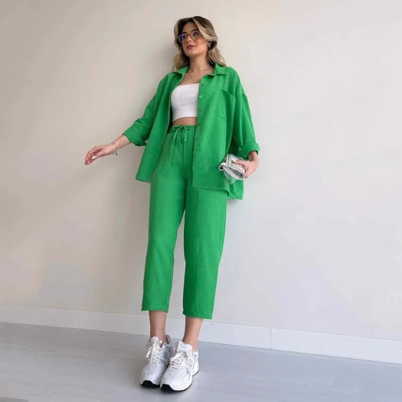 Breathable Loose Shirt Coat Harem Pants Two-Piece Set (Buy 2 sets for free shipping)