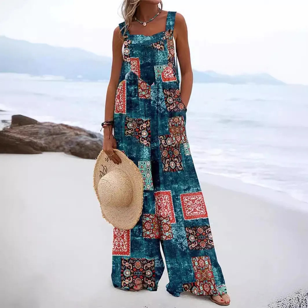 Women’s Boho Floral Print Jumpsuit