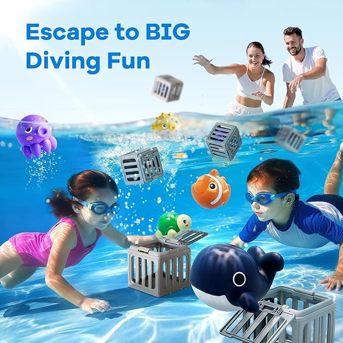 🏊‍♂️ Kids Pool Diving Toys – Swim & Dive Game with Fish Box & Floating Animals 🐟🐠, Toddler Bath Play Set, Outdoor Beach Lake Summer Party Gift 🎁🌞