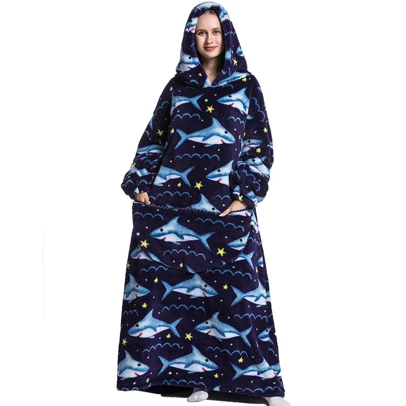 Cute Cartoon Print Hoodie Blanket
