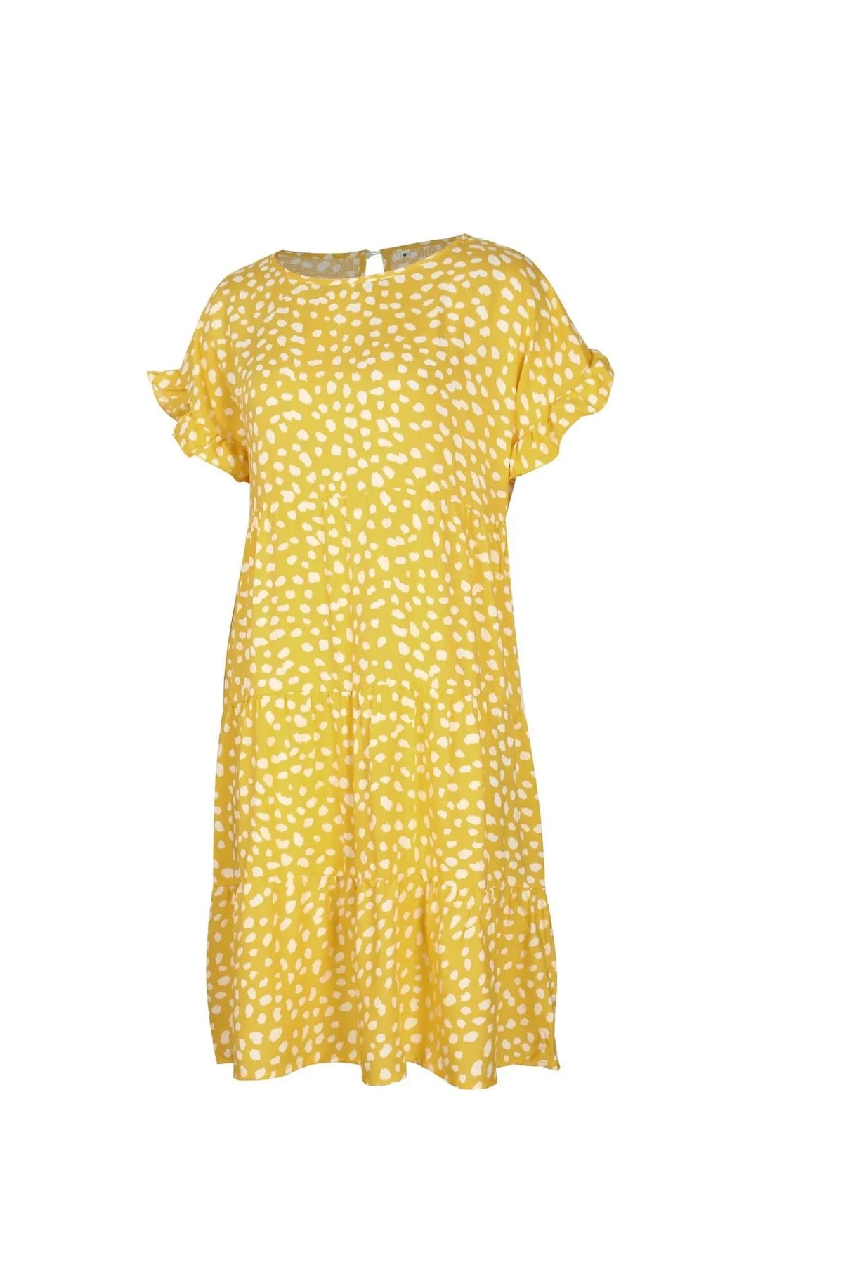Round neck polka dot print midi dress