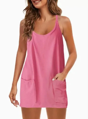 🔥Summer Sale 49% OFF💃Casual Sleeveless Mini Dress With Built-In Shorts